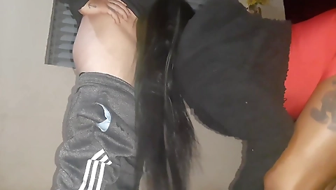 Sexy dark brown drilled by a massage